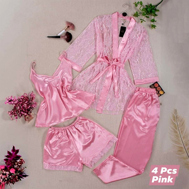 4 PIECE NET GOWN NIGHTY