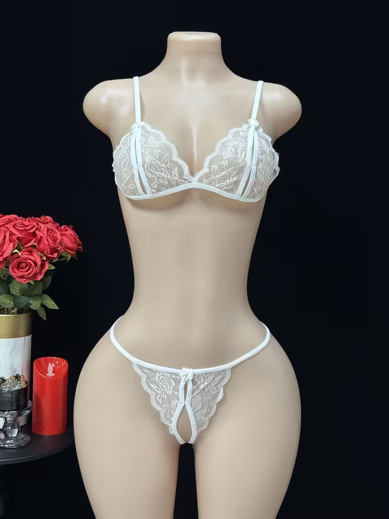Floral Lace Cut Bikini Set