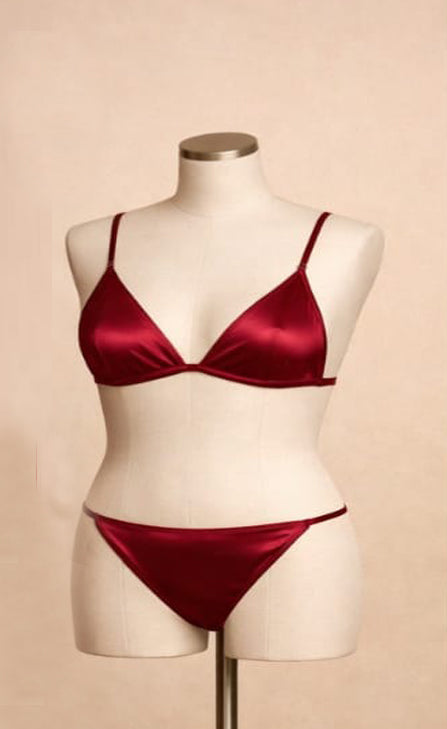 Minimalist Satin Bralette & Bikini Panty Lingerie Set