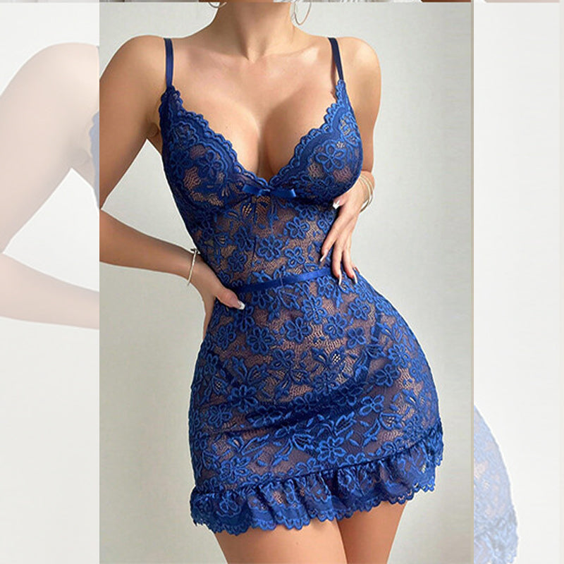 Floral Inner Net Nighty with Panty