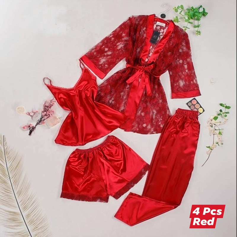 4 PIECE NET GOWN NIGHTY