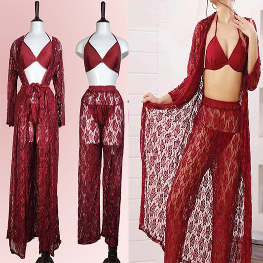 4 Piece Net Night Dress