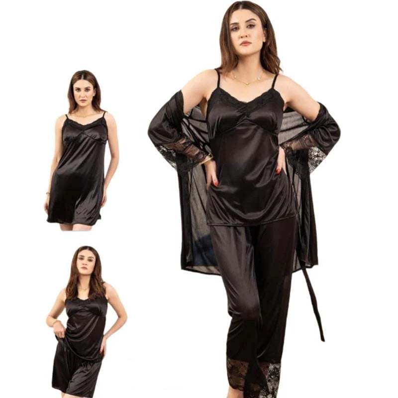 5 piece nightwear New Net style set - BLACK