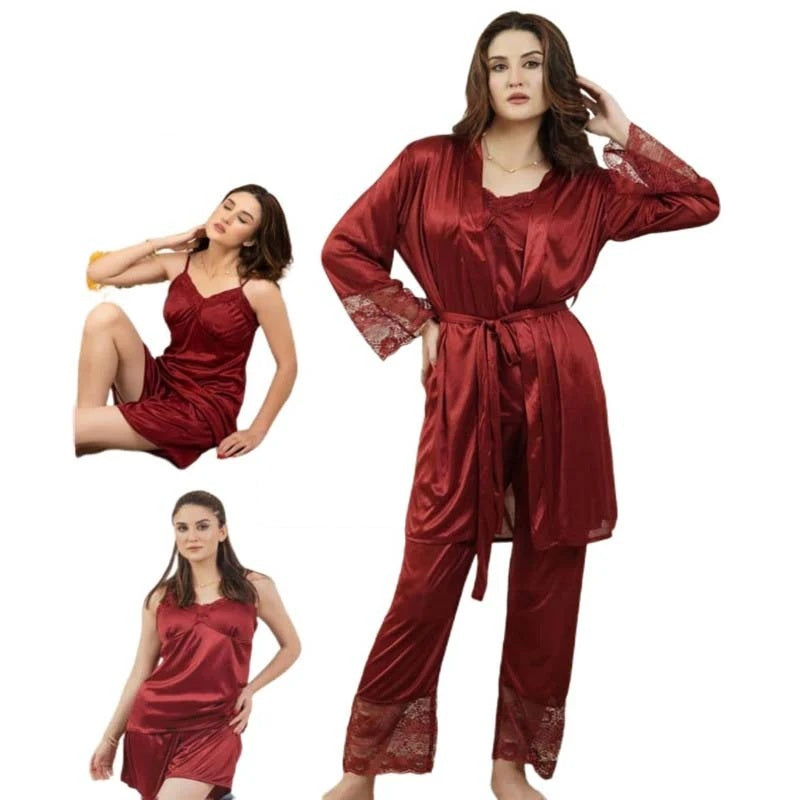5 piece nightwear New Net style set - Maroon