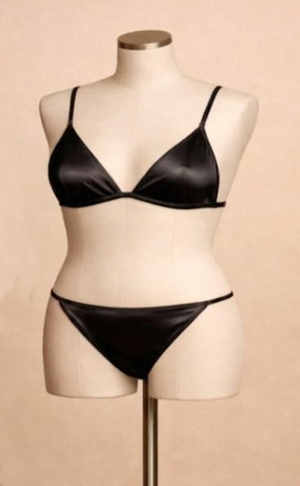 Minimalist Satin Bralette & Bikini Panty Lingerie Set
