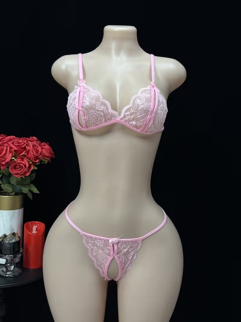 Floral Lace Cut Bikini Set