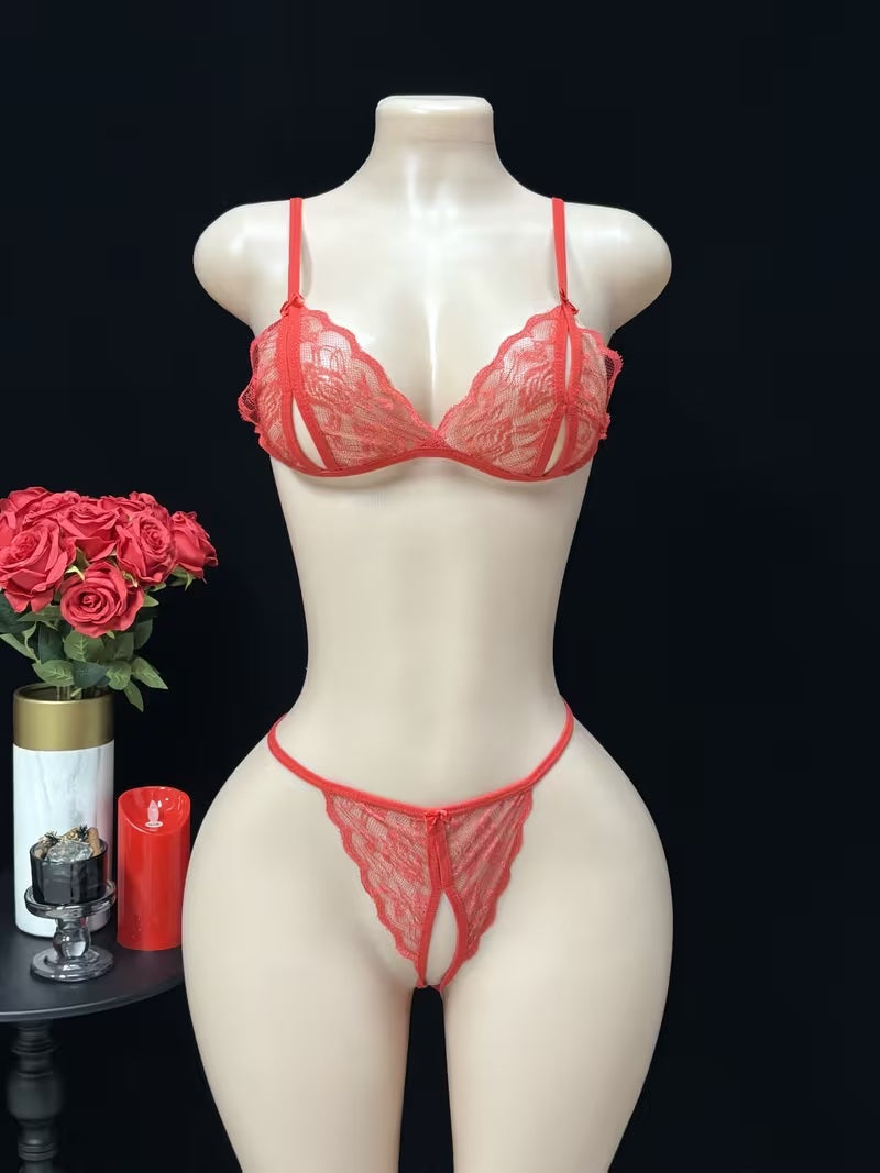 Floral Lace Cut Bikini Set