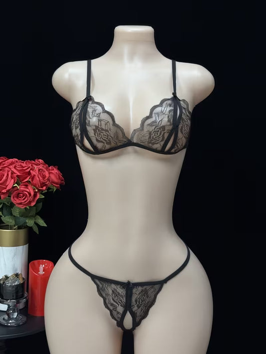 Floral Lace Cut Bikini Set
