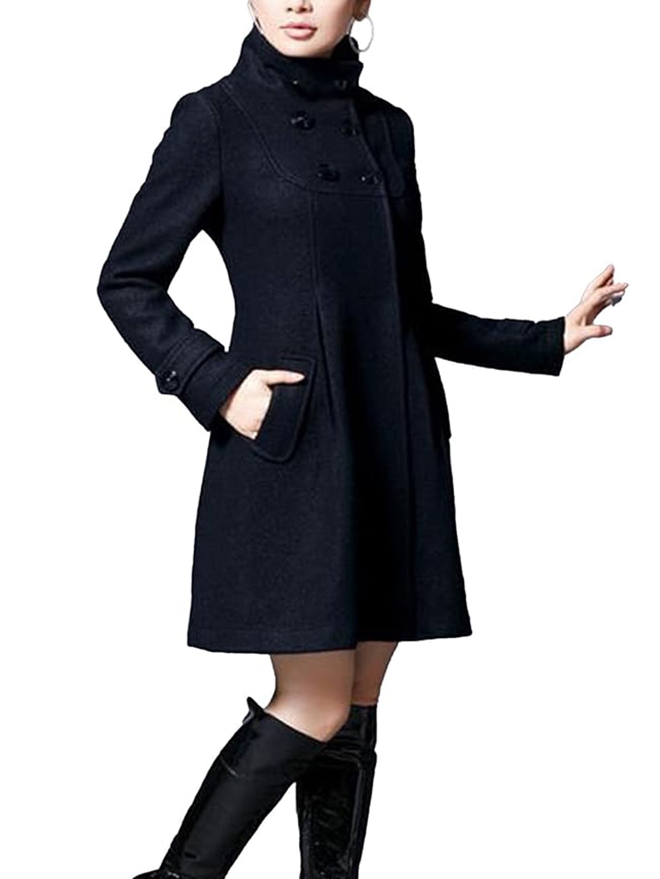 Ladies winter Long  coat borders Style