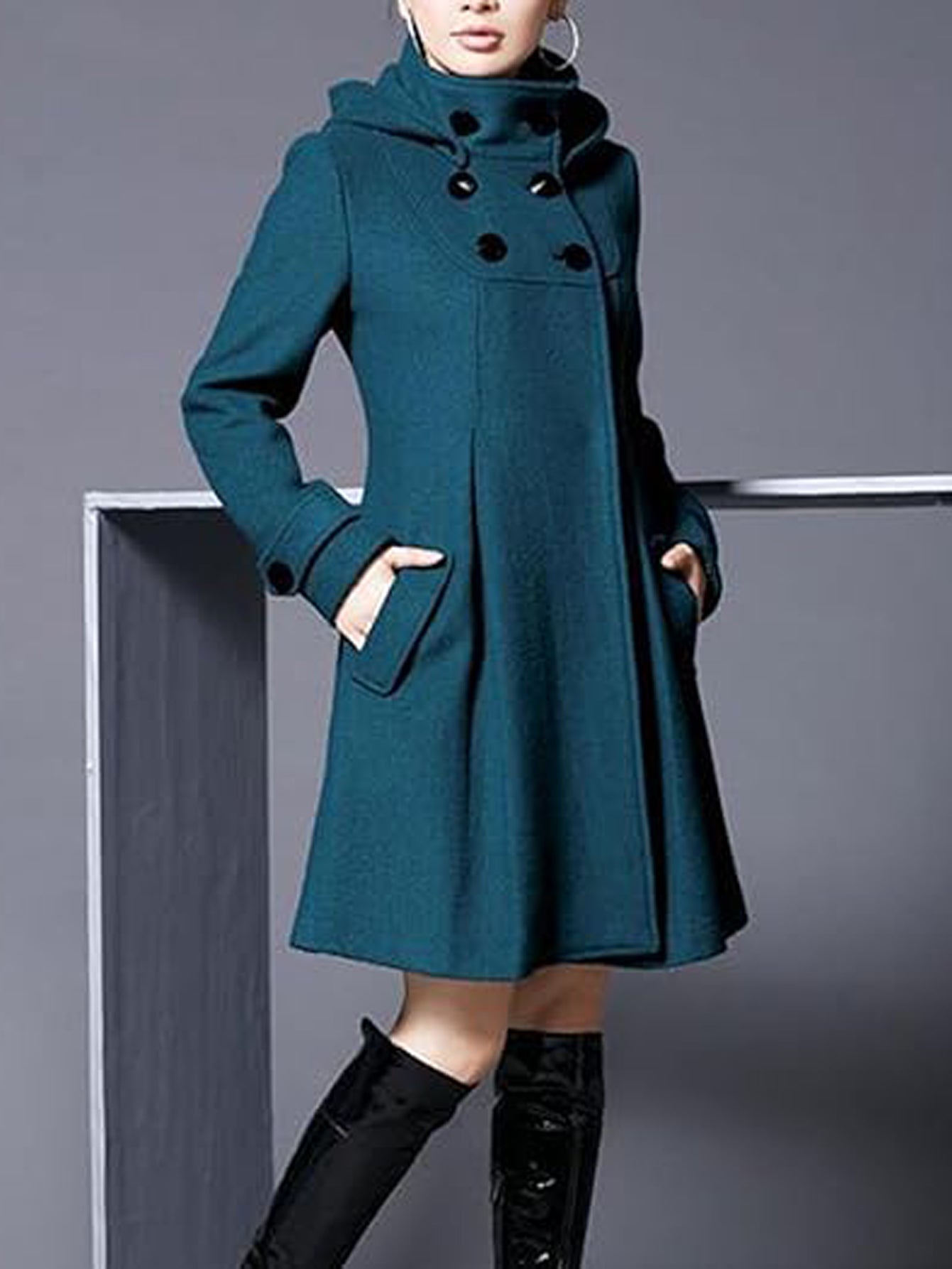 Ladies winter Long  coat borders Style