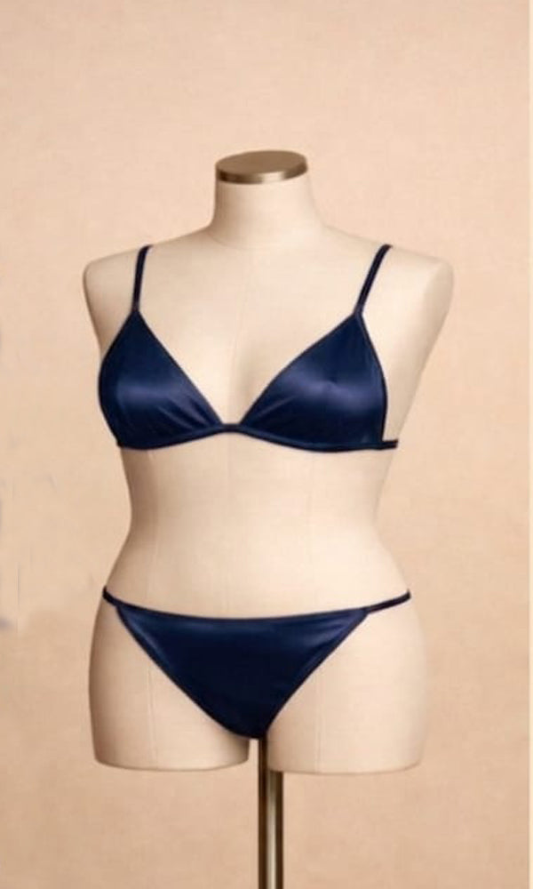Minimalist Satin Bralette & Bikini Panty Lingerie Set