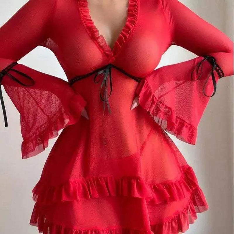New Floral Nighty Red