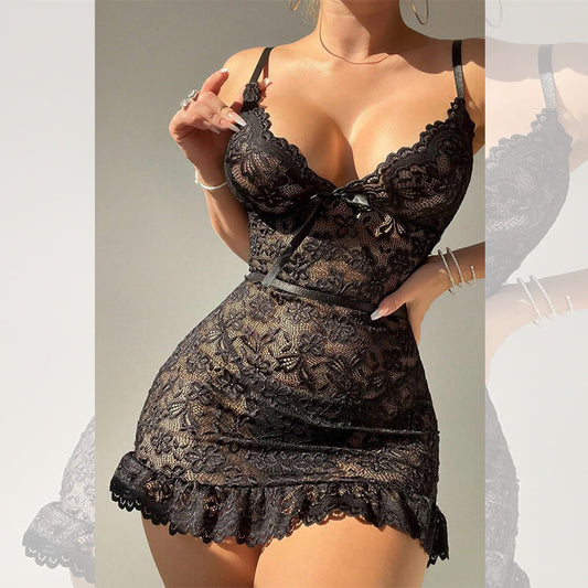 Floral Inner Net Nighty with Panty