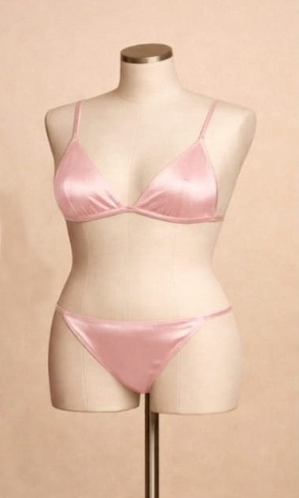 Minimalist Satin Bralette & Bikini Panty Lingerie Set