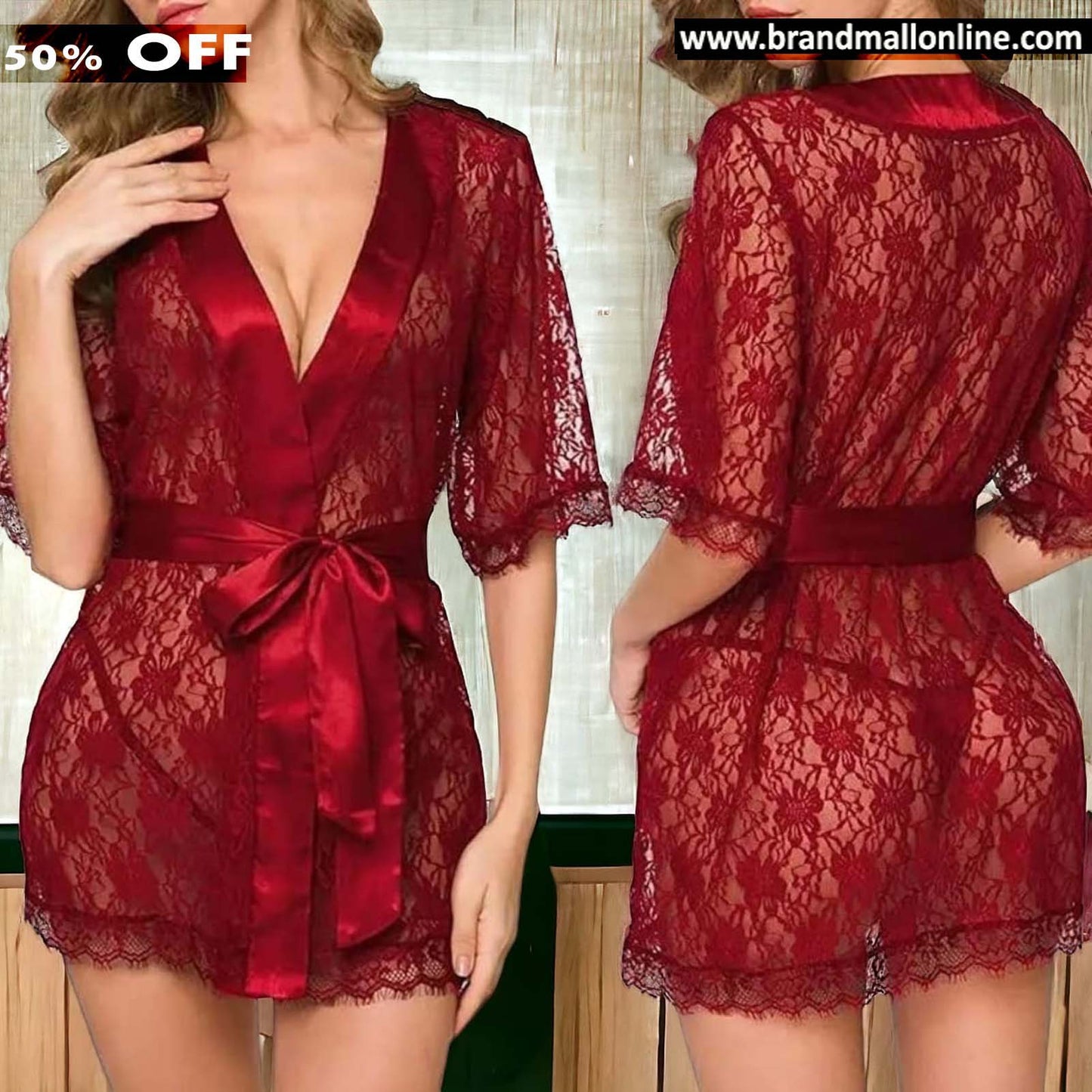 2 pieces Transparent Gown Panty Nightwear set
